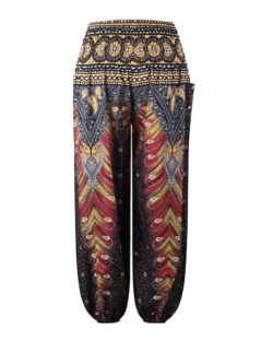 Bohemian-Peacock-Black-Yoga-Pants
