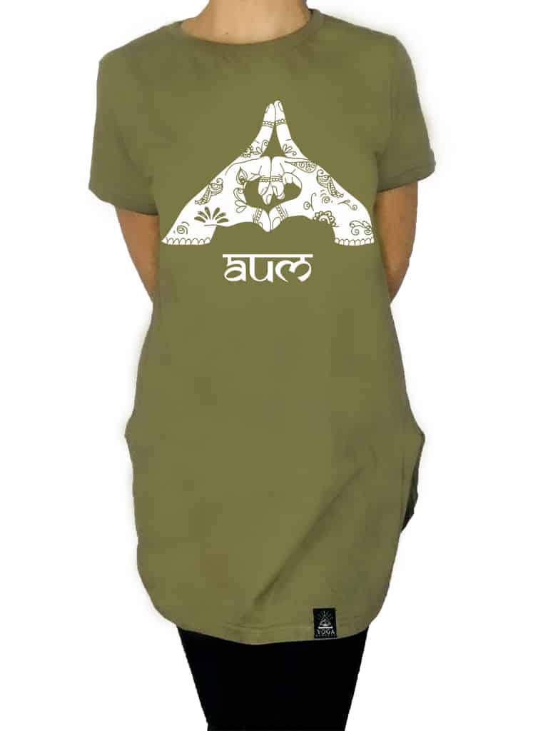 Green ladies T shirt 100% cotton alternative unique Yoga Gangeya south africa AUM mudra